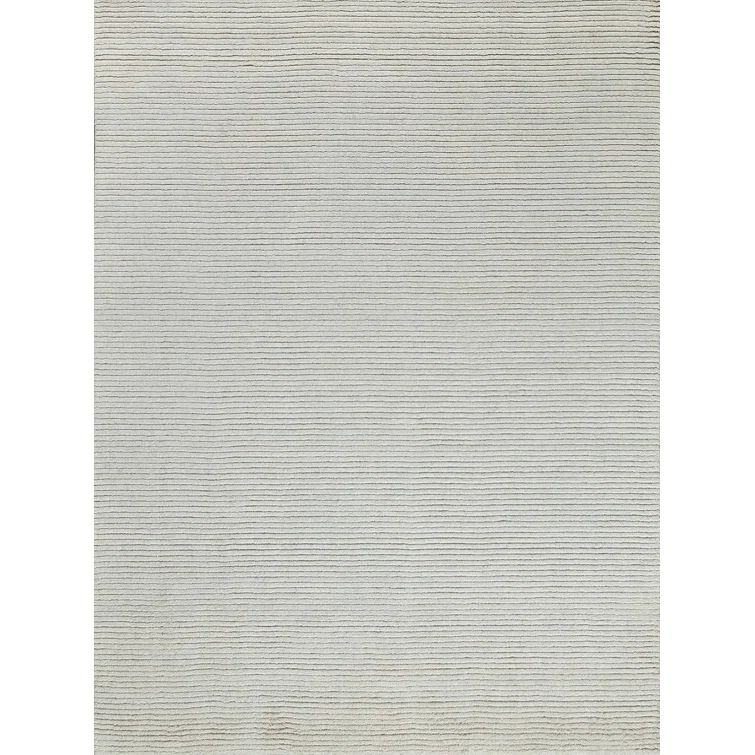 Ivory Hand-Knotted Wool Rectangular Rug 6' x 9'