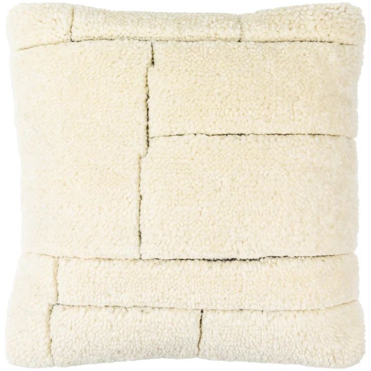 22" Square Off-White Wool Blend Throw Pillow