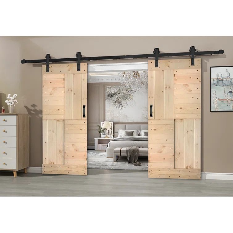 84'' x 84'' Unfinished Solid Spruce Double Sliding Barn Door