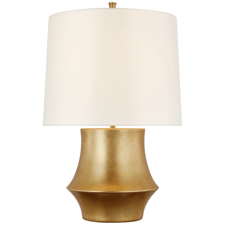 Elegant Gold and White Linen Adjustable Outdoor Table Lamp