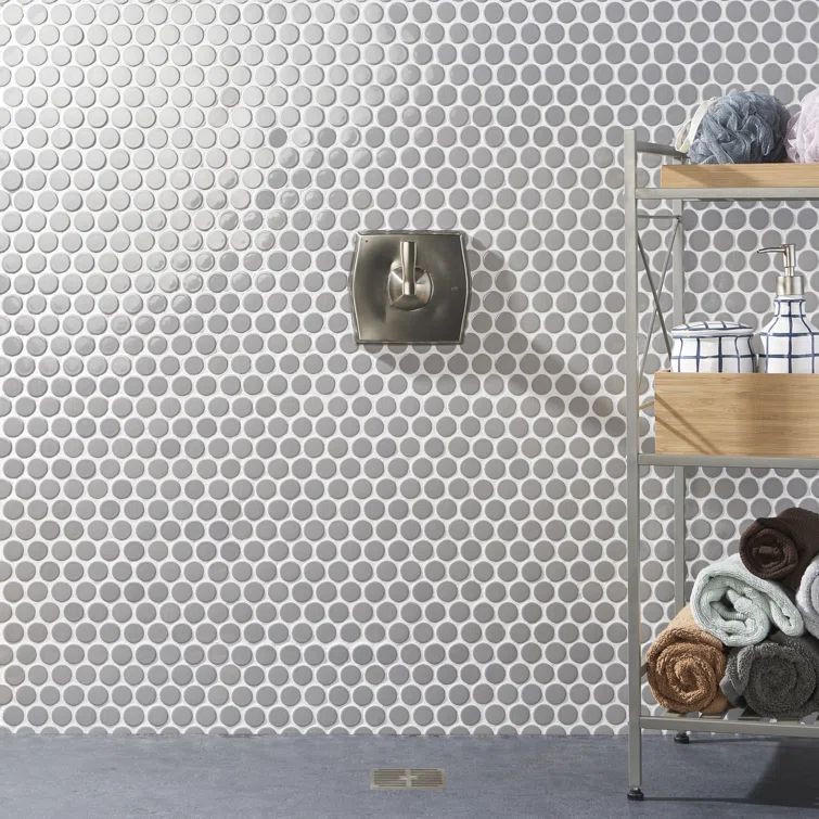 Gray Ceramic Penny Round Mosaic Tile for Indoor/Outdoor Use
