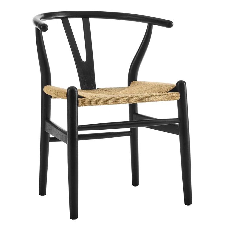 Black Wishbone Arm Chair with Paper Rope Seat
