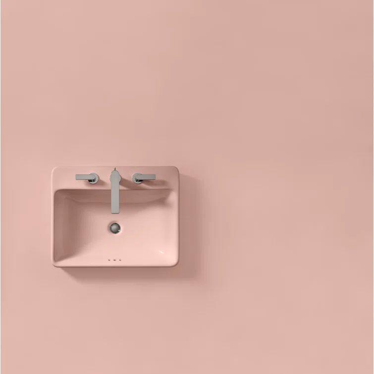 Peachblow Ceramic Rectangular Vessel Bathroom Sink with Overflow