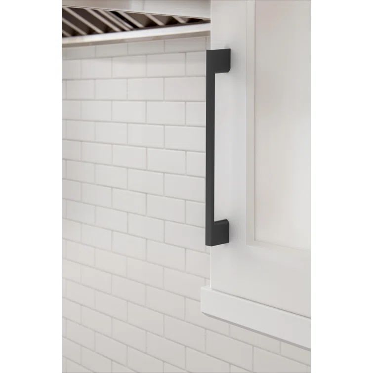 Matte Black 6-5/16 inch Modern Cabinet Pulls with Mounting Hardware