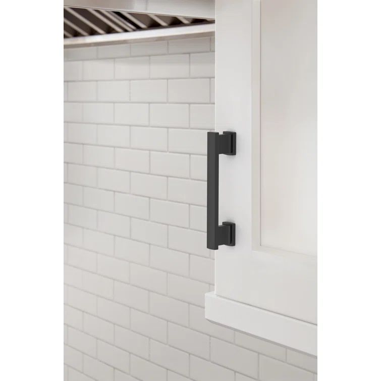Matte Black Modern Cabinet Pull with Mounting Hardware