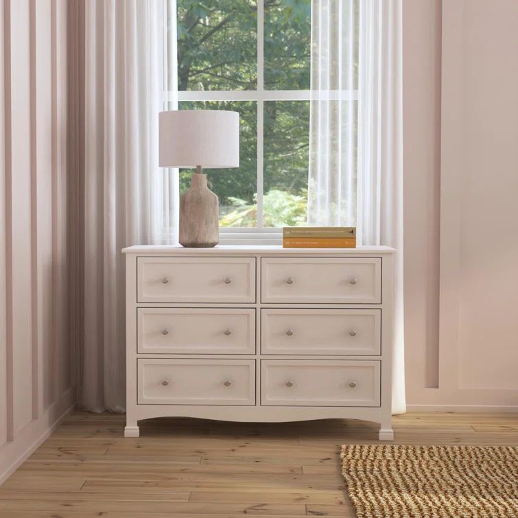 White Double Nursery Dresser with Six Drawers