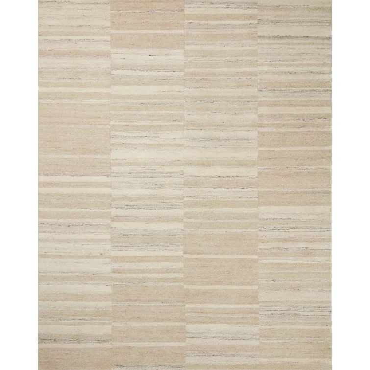 Ivory and Sand Hand-Tufted Wool Rectangular Area Rug 5' x 7'