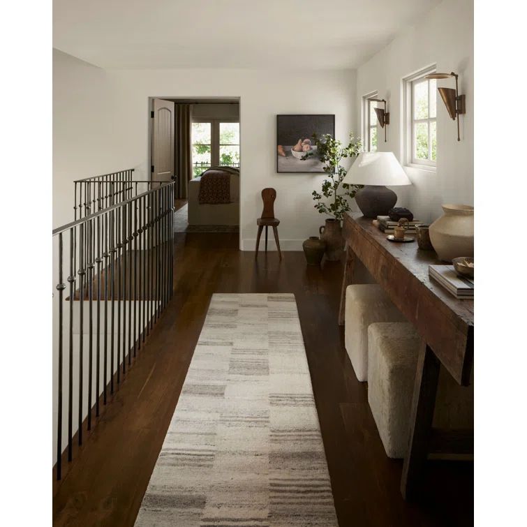 Ivory and Dove Wool Hand-Tufted Runner Rug 2'-6" x 9'-9"