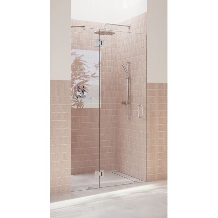 Halo 78" Frameless Glass Shower Door with Brushed Nickel Hinges
