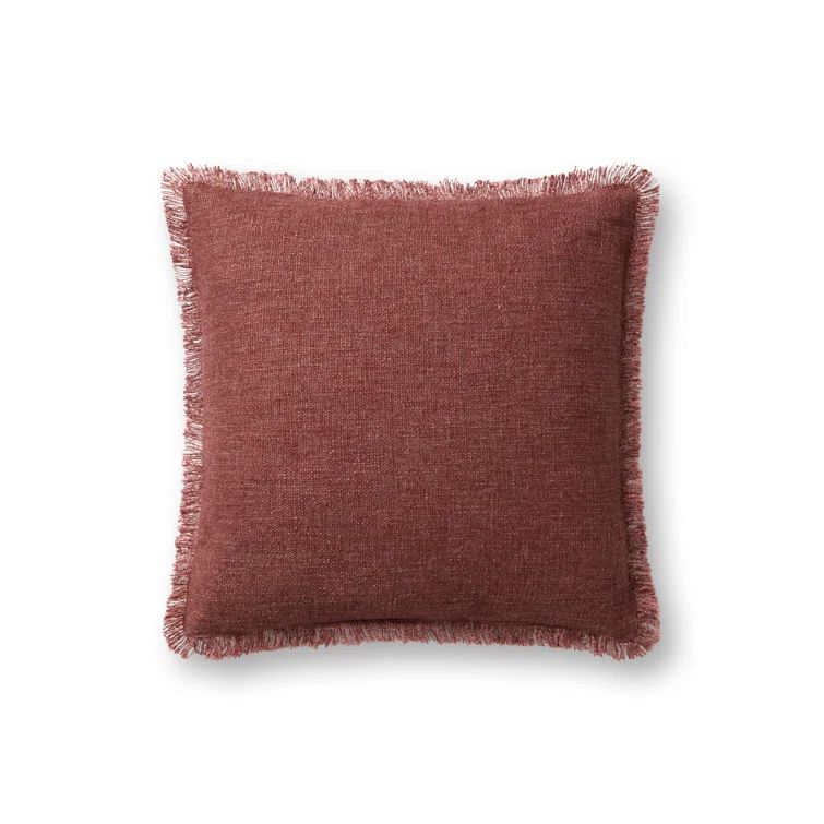 Wine Fringed 18" x 18" Woven Accent Pillow Cover