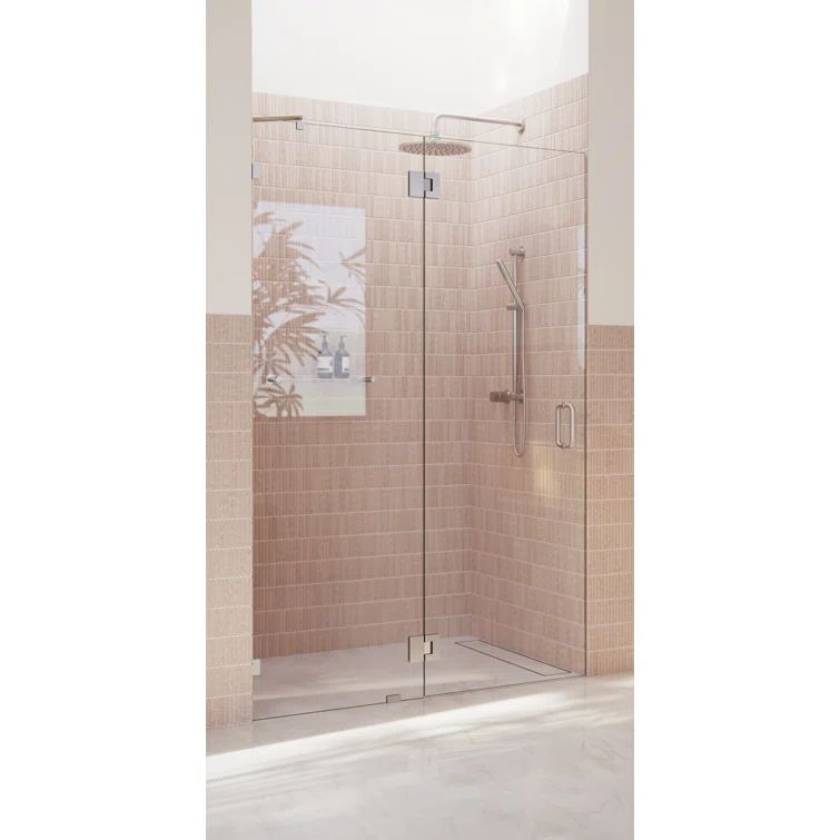 Halo 48" x 78" Frameless Glass Shower Door with Brushed Nickel Hinges
