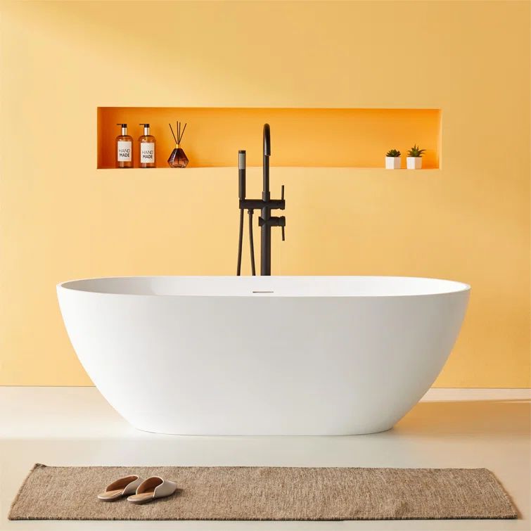 69'' Matte White Freestanding Acrylic Soaking Bathtub