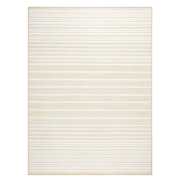 Layne Cream and Beige Tufted Washable Stripe Area Rug
