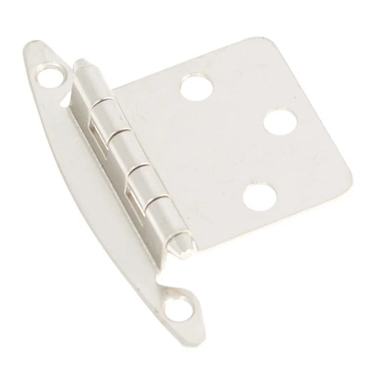 Satin Nickel Surface Mount Cabinet Hinges with Self-Closing Mechanism
