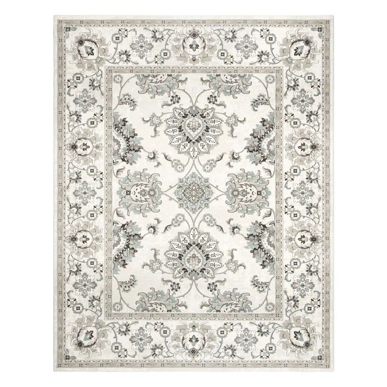 Ivory and Gray Synthetic Tufted Rectangular 8' x 10' Area Rug