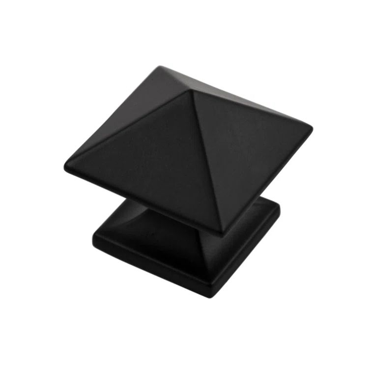Matte Black Square Modern Cabinet Knob with Mounting Hardware