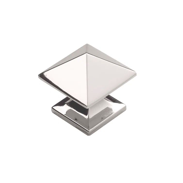 Bright Nickel Modern Square Cabinet Knob with Mounting Hardware
