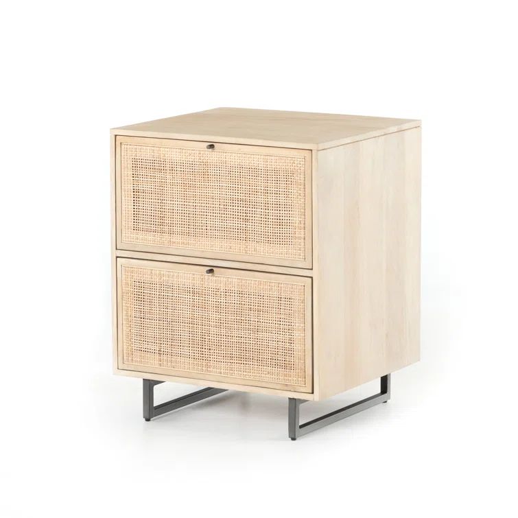 Contemporary Yellow Mango & Cane 2-Drawer Filing Cabinet