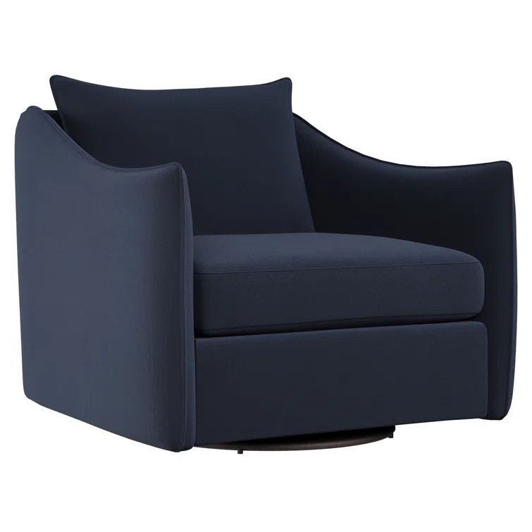 Blue Velvet Swivel Armchair with Manufactured Wood Frame