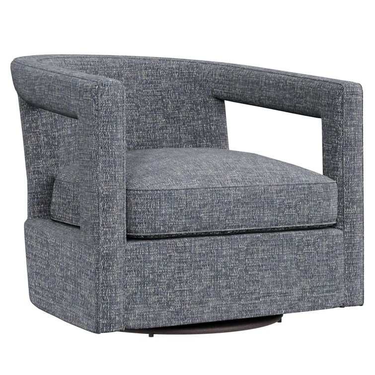 Gray Charcoal Chenille Swivel Barrel Chair with Manufactured Wood