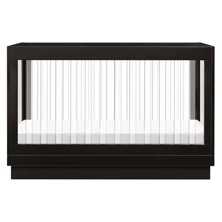 Black Acrylic and Pine Wood 3-in-1 Convertible Crib