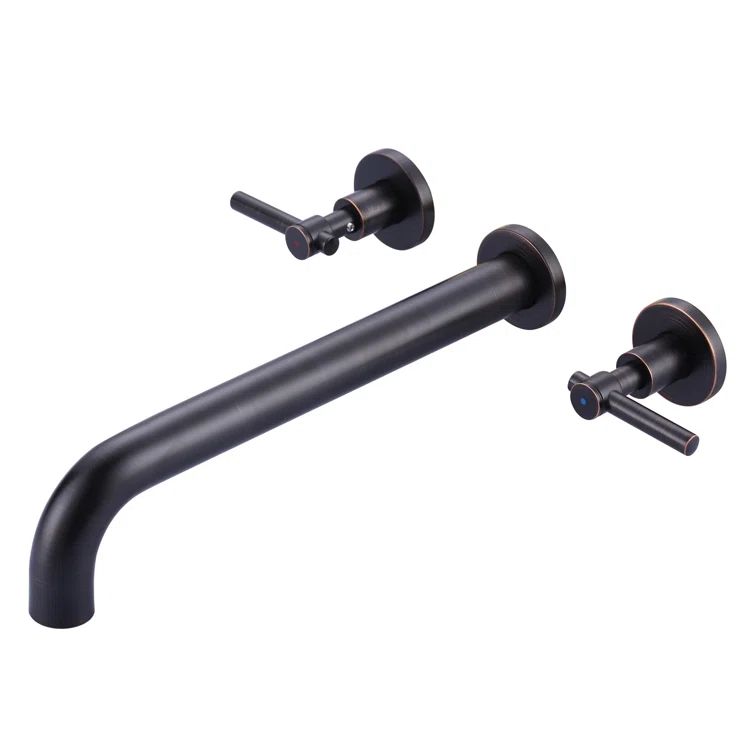 Oil Rubbed Bronze Double Handle Wall Mount Tub Faucet
