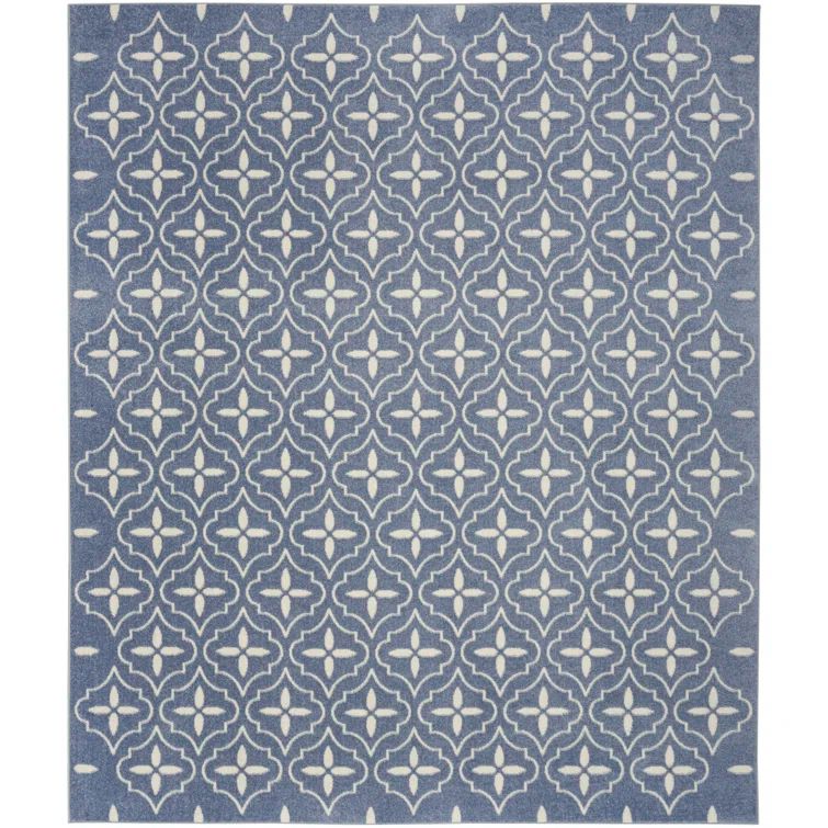 Blue and Ivory Moroccan Trellis 8' x 10' Synthetic Rug
