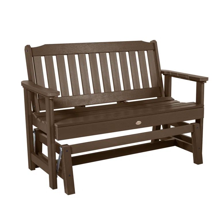 Weathered Acorn Poly Lumber Outdoor Glider Bench