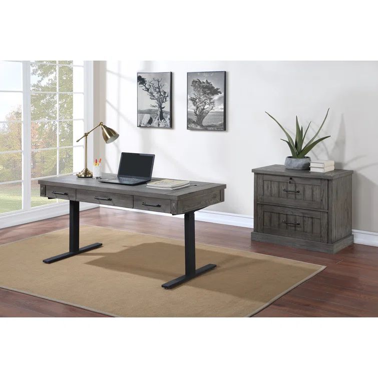 Rustic Brown 34'' Wide Mobile 2-Drawer Legal File Cabinet