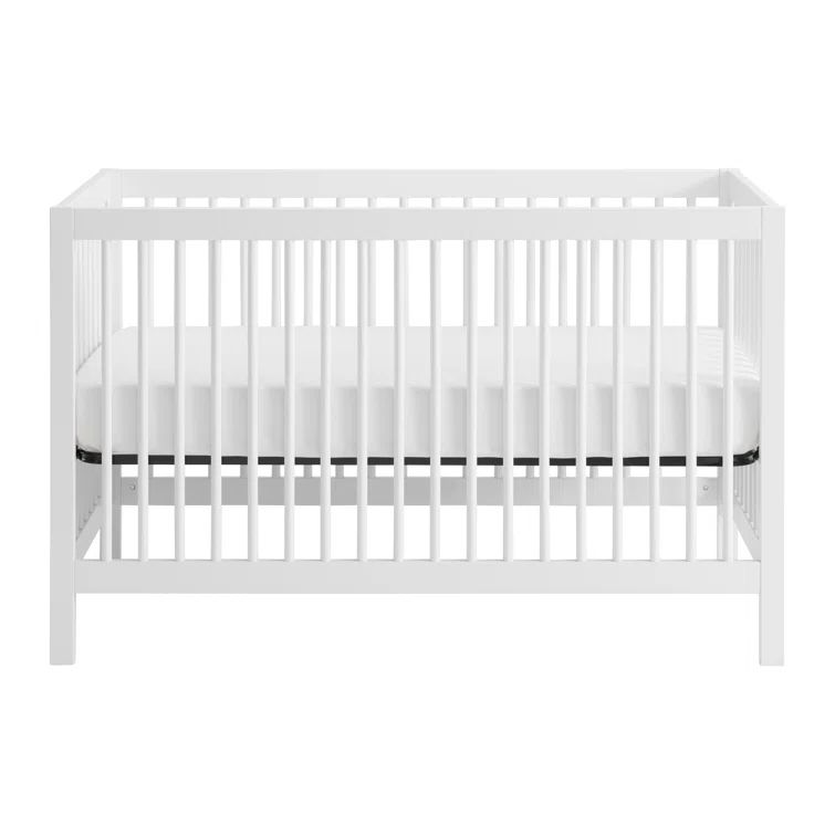 White Solid Wood 4-in-1 Convertible Baby Crib