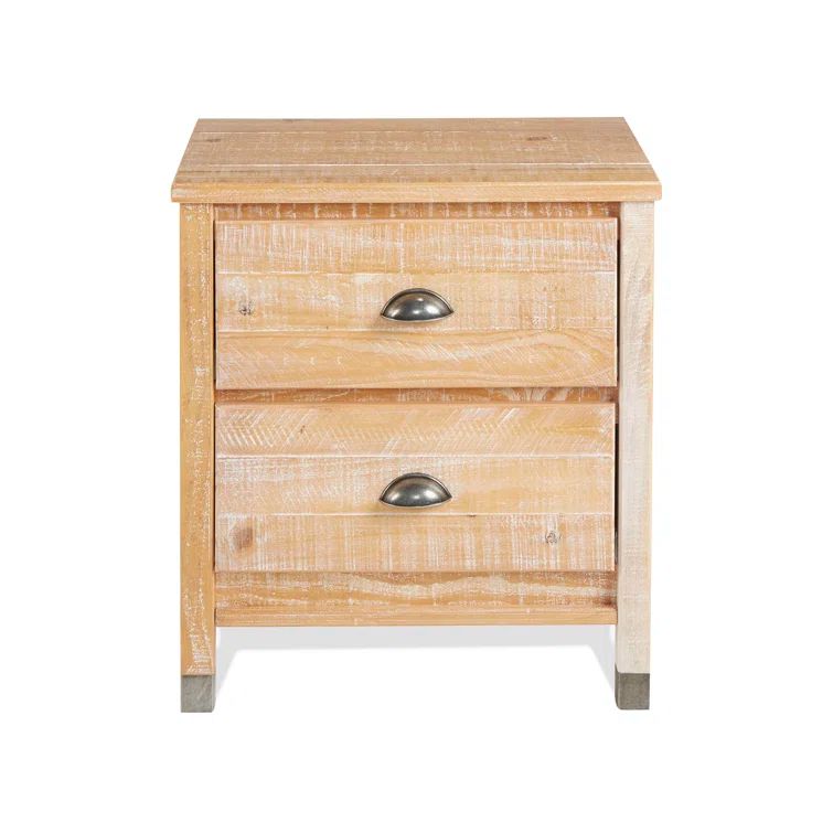 Baja Elegance 2-Drawer Barnwood Nightstand with Steel Accents
