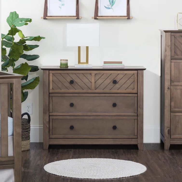 Atwood Cocoa Bean 3-Drawer Nursery Dresser with Chevron Pattern