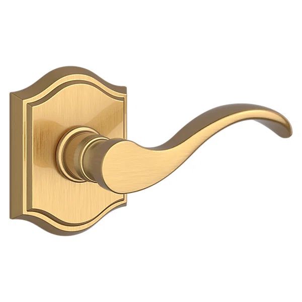 Solid Brass Traditional Arch Rose Wave Lever Door Handle