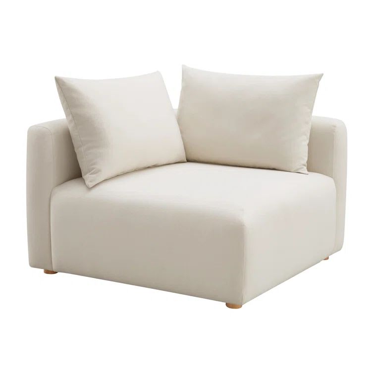 Cream Linen Modular Corner Armchair with Cushions