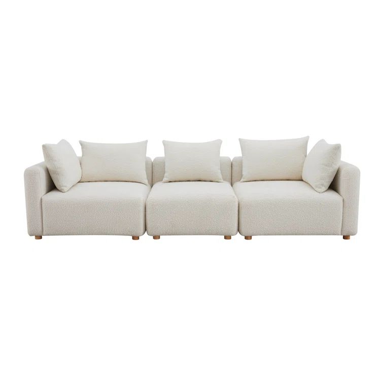 Cream Boucle Modular Stationary Sofa, 112.5"