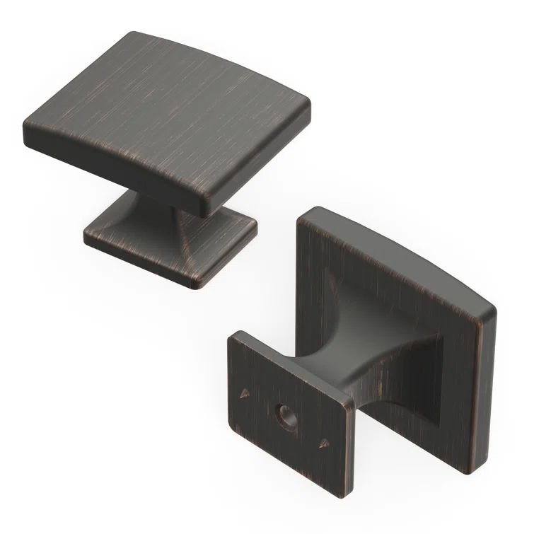 Vintage Bronze Rectangular Cabinet Knob with Mounting Hardware