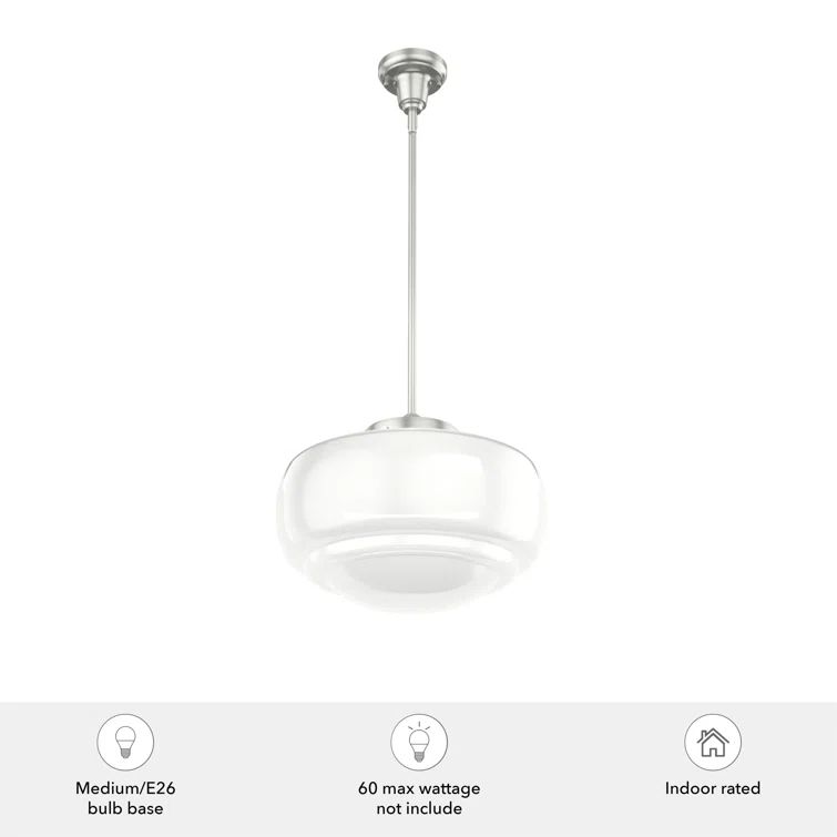 Saddle Creek Brushed Nickel Mini Schoolhouse Pendant