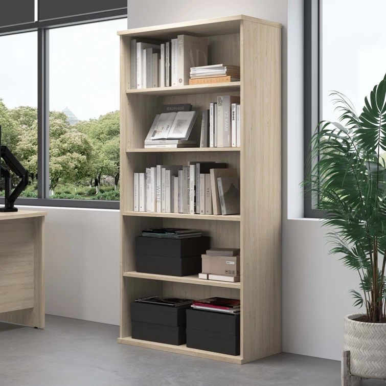 Natural Elm Adjustable Tall 5-Shelf Bookcase