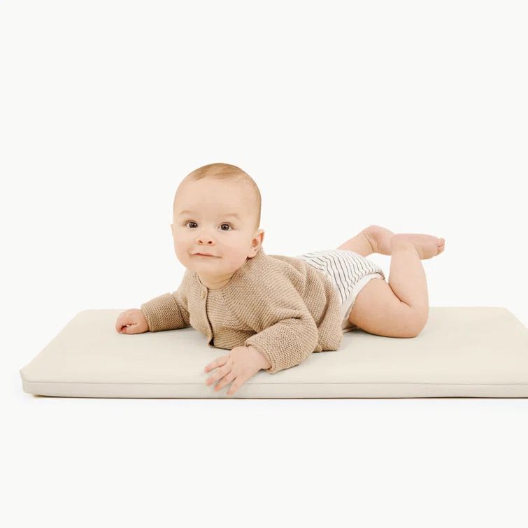 Ivory Faux Leather Padded Changing Mat with Memory Foam