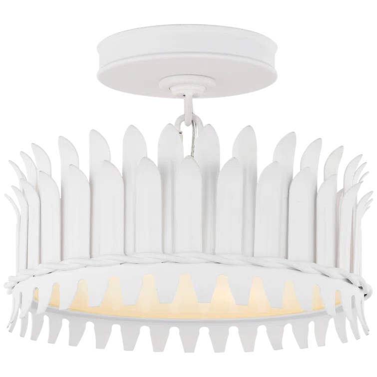 Plaster White 12" Glass Drum LED Semi-Flush Mount Light
