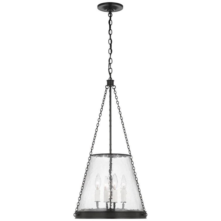Reese Bronze Glass Drum LED Pendant Light