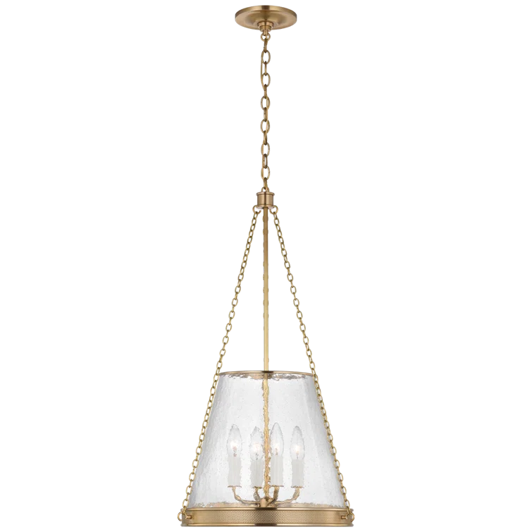 Soft Brass Glass Drum LED Pendant Light