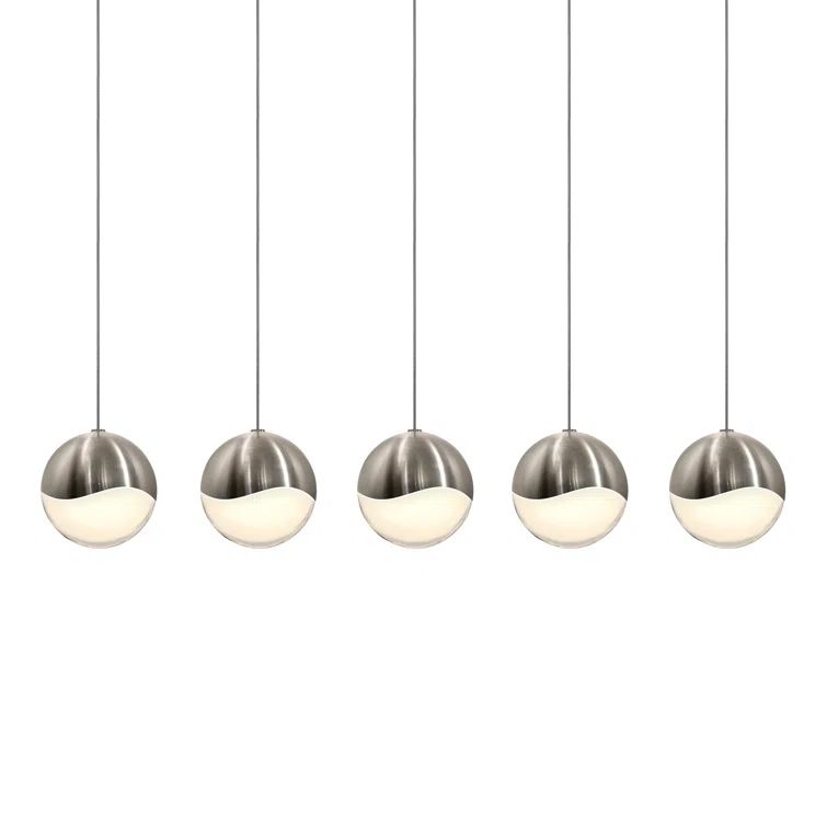 Contemporary Satin Nickel LED Pendant Light for Indoor/Outdoor