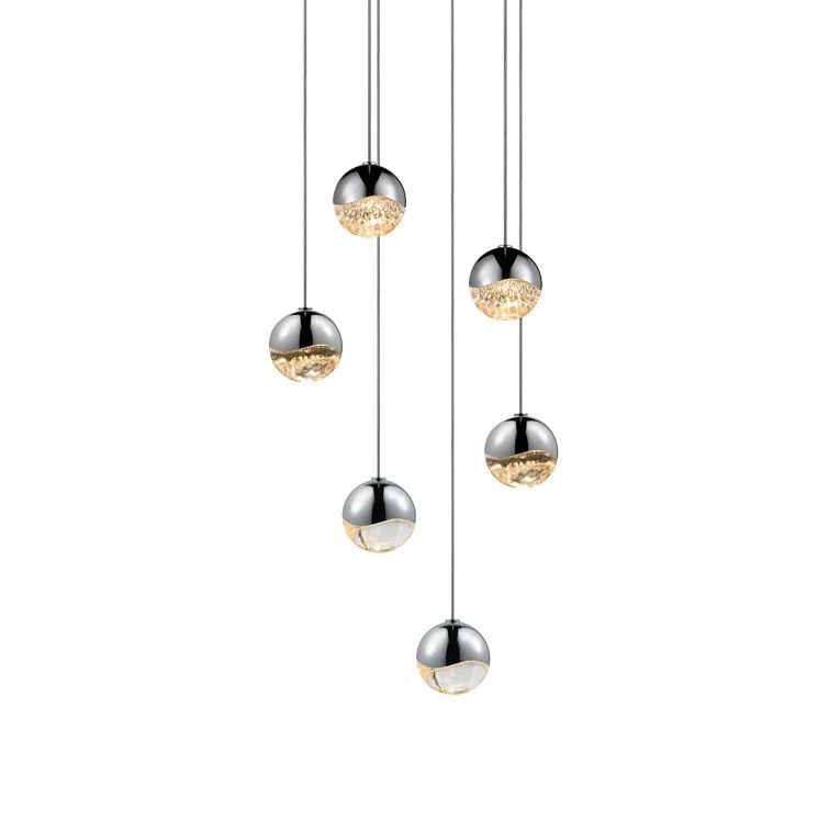 Grapes 6-Light Round LED Pendant in Polished Chrome