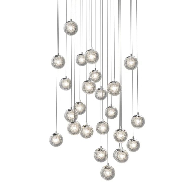 Champagne Bubbles 24-Light Chrome Globe LED Pendant