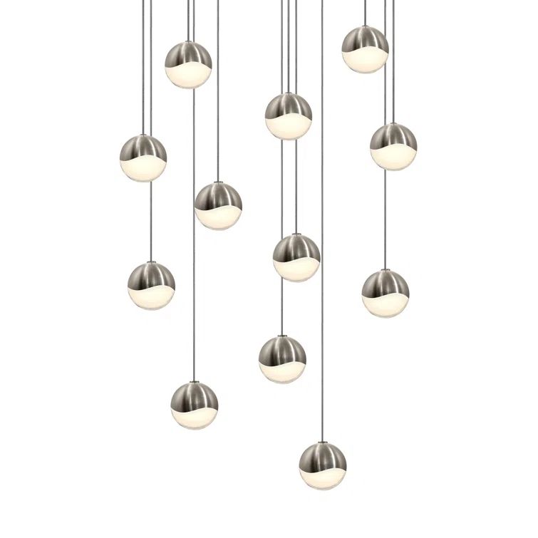Satin Nickel 12-Light LED Globe Pendant