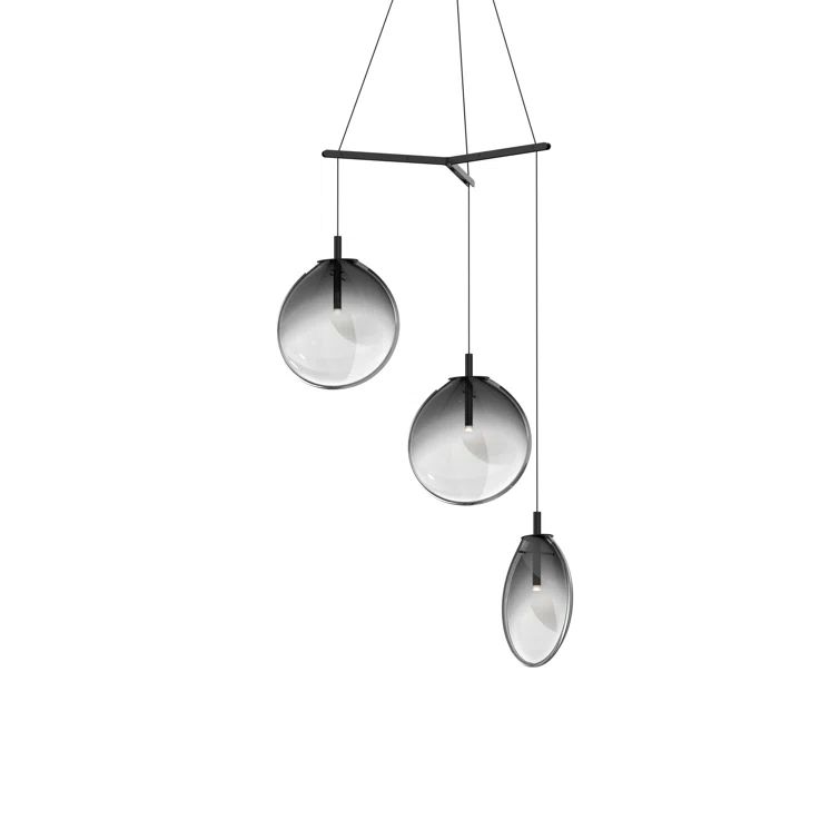 Smoke Fade Glass Globe LED Pendant Light in Black