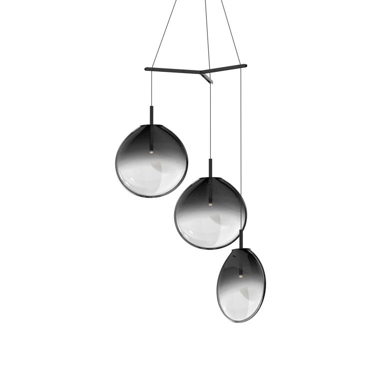 Cantina 36" Smoke Fade Glass LED Pendant Light - Satin Black