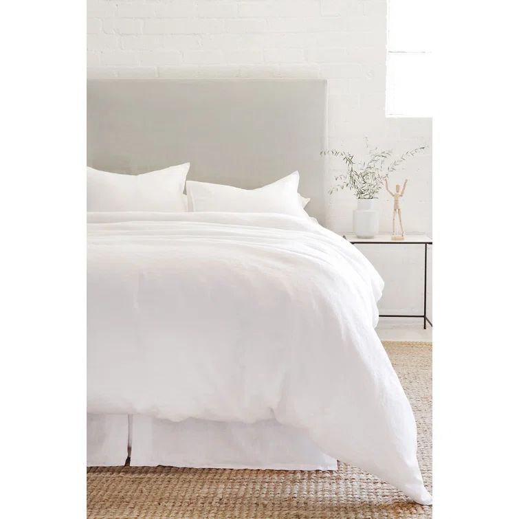 King White Belgian Linen Duvet Cover Set
