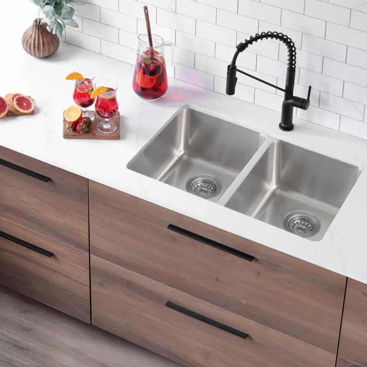 Stylish 29" Stainless Steel Double Bowl Drop-In Kitchen Sink